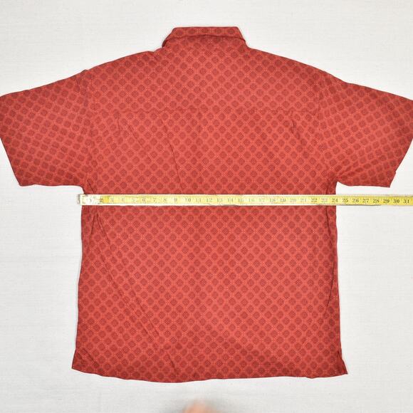 Linea Rosso Men's Button Down Shirt Geometric 100% Silk Red Size 2XL Signature - Picture 4 of 8